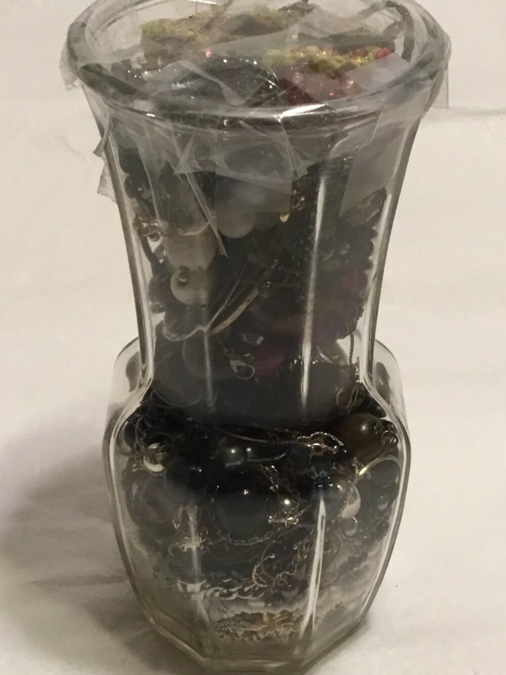 Tall, heavy glass vase filled with lots of good jewelry - Picture 3 of 11